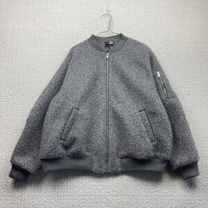 H&M Divided Women’s L Outdoors Gray Military Bomber Jacket Oversize Heavyweight